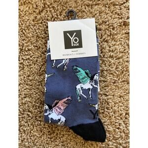 YoSox Yo Sox Magical Multicolor Pegasus Novelty Crew Socks Womens 6-10 NEW NWT